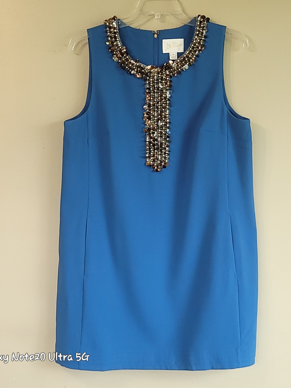Lilly Pulitzer Edita Embellished Stretch Shift Dress Barton Blue Size 16 NWOT